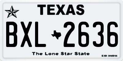TX license plate BXL2636