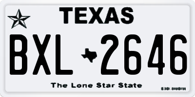 TX license plate BXL2646