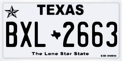 TX license plate BXL2663