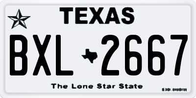 TX license plate BXL2667