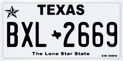 TX license plate BXL2669