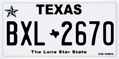 TX license plate BXL2670