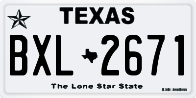 TX license plate BXL2671