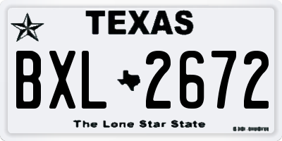 TX license plate BXL2672