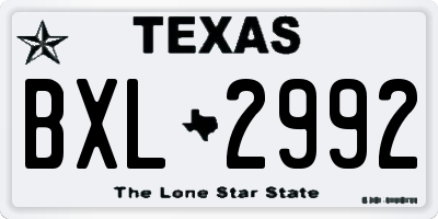 TX license plate BXL2992