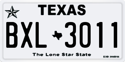 TX license plate BXL3011