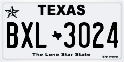 TX license plate BXL3024