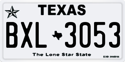 TX license plate BXL3053