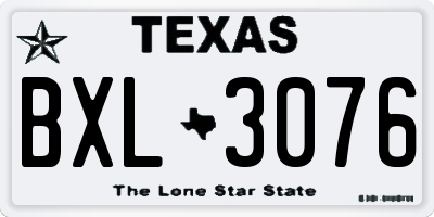 TX license plate BXL3076