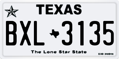 TX license plate BXL3135