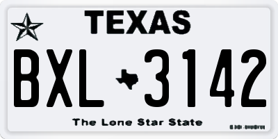 TX license plate BXL3142