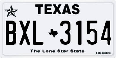 TX license plate BXL3154