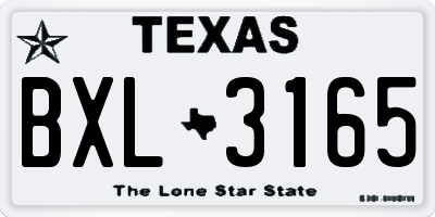 TX license plate BXL3165