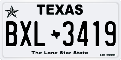 TX license plate BXL3419