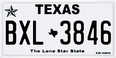 TX license plate BXL3846