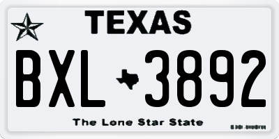 TX license plate BXL3892