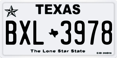 TX license plate BXL3978