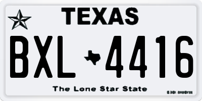 TX license plate BXL4416
