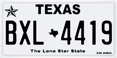 TX license plate BXL4419