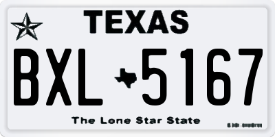 TX license plate BXL5167