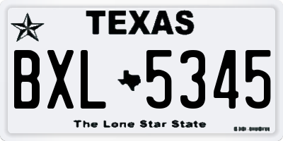 TX license plate BXL5345