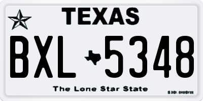 TX license plate BXL5348