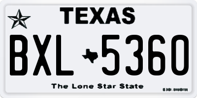 TX license plate BXL5360