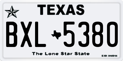 TX license plate BXL5380