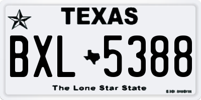 TX license plate BXL5388