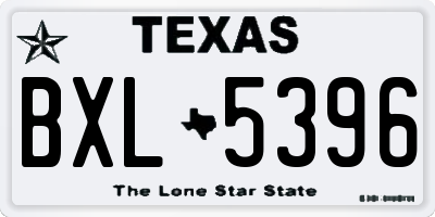 TX license plate BXL5396