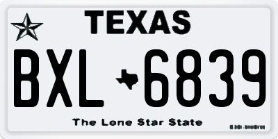 TX license plate BXL6839