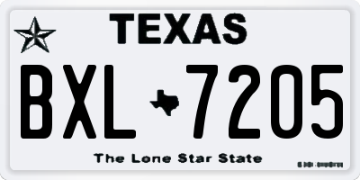 TX license plate BXL7205