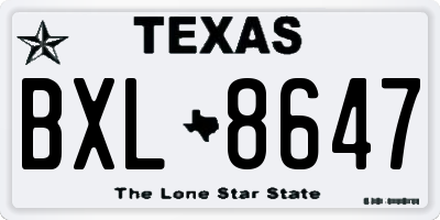 TX license plate BXL8647