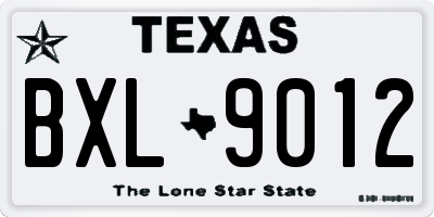 TX license plate BXL9012
