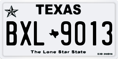 TX license plate BXL9013