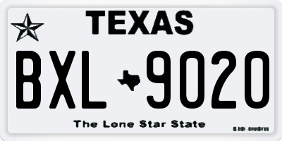 TX license plate BXL9020