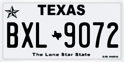 TX license plate BXL9072