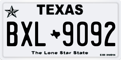 TX license plate BXL9092