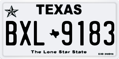 TX license plate BXL9183