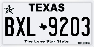 TX license plate BXL9203