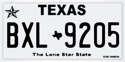 TX license plate BXL9205