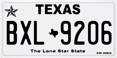 TX license plate BXL9206