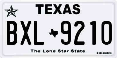 TX license plate BXL9210