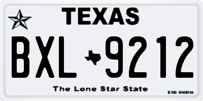 TX license plate BXL9212
