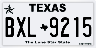 TX license plate BXL9215