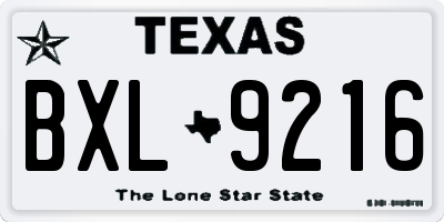 TX license plate BXL9216