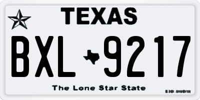 TX license plate BXL9217