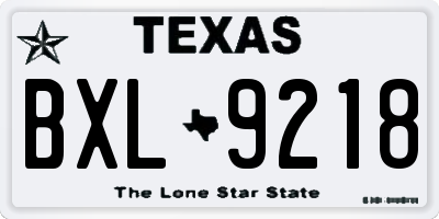 TX license plate BXL9218