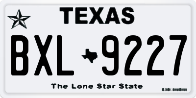 TX license plate BXL9227