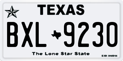 TX license plate BXL9230